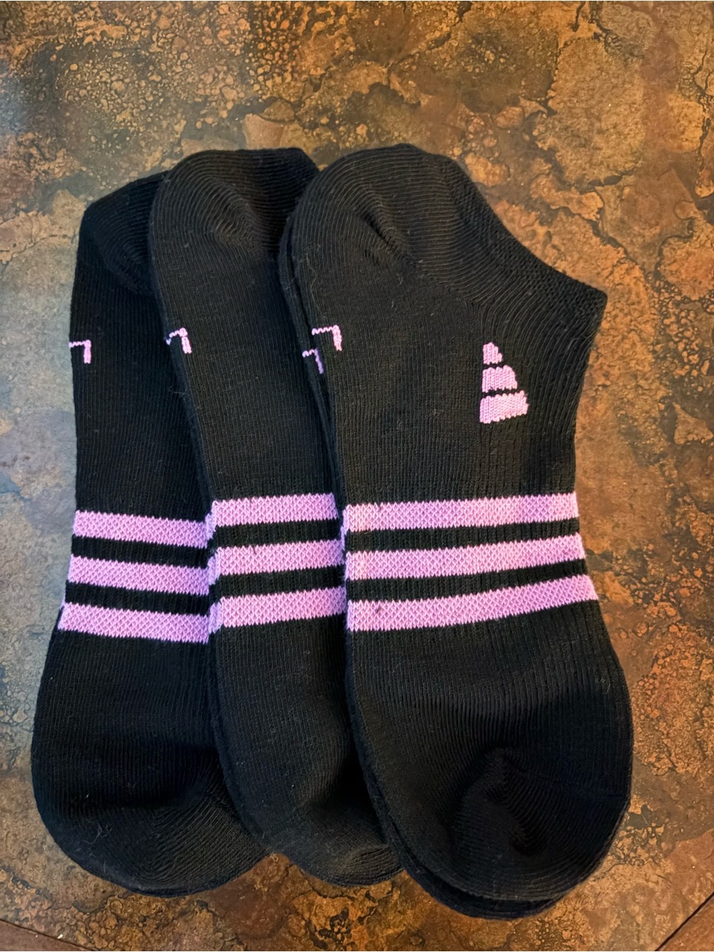adidas Black Ankle Socks with Pink Stripes - 3 Pack